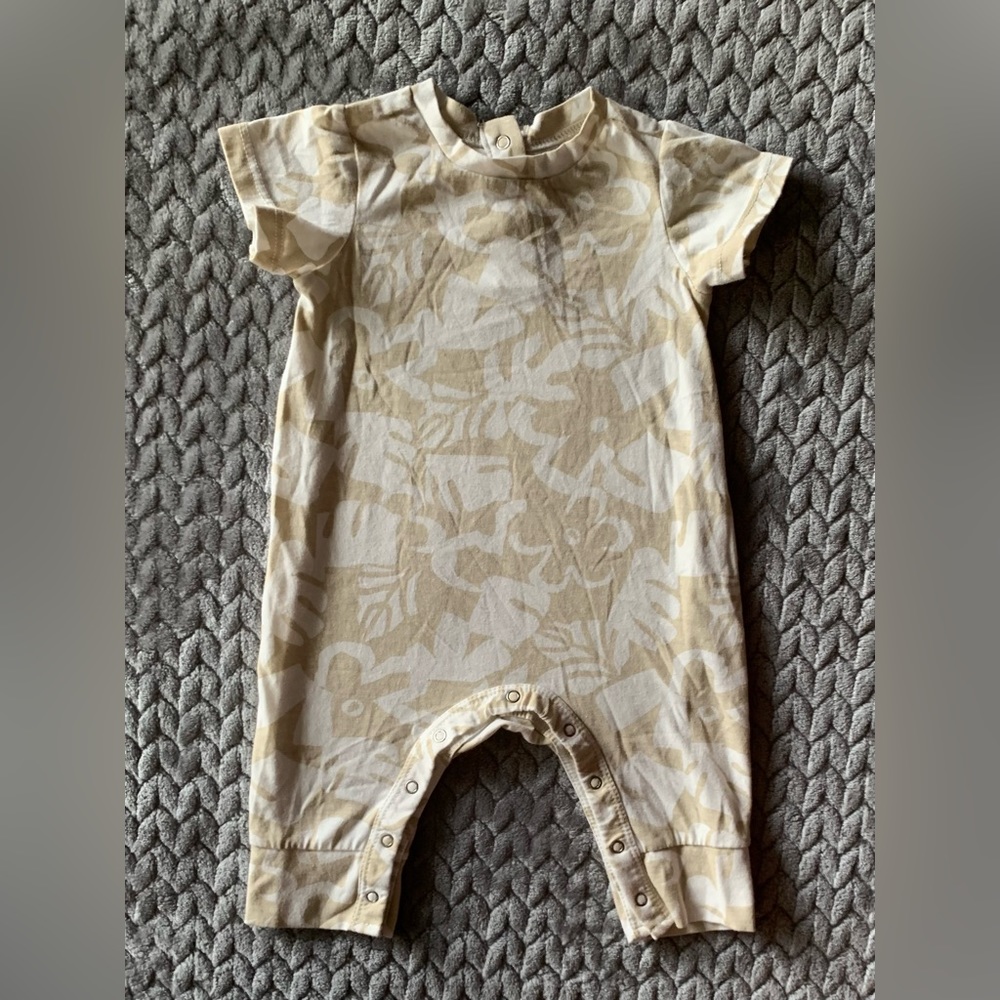 Floral Tan Long Pants Romper from Grayson Mini in 3-6M